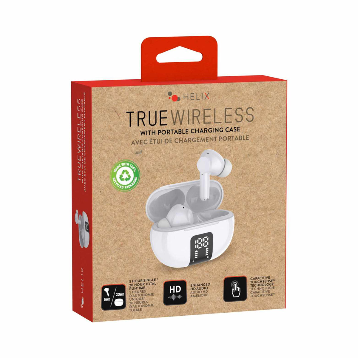 Helix/Retrak Premium True Wireless Earbuds White (Made with Recycled Packaging)
