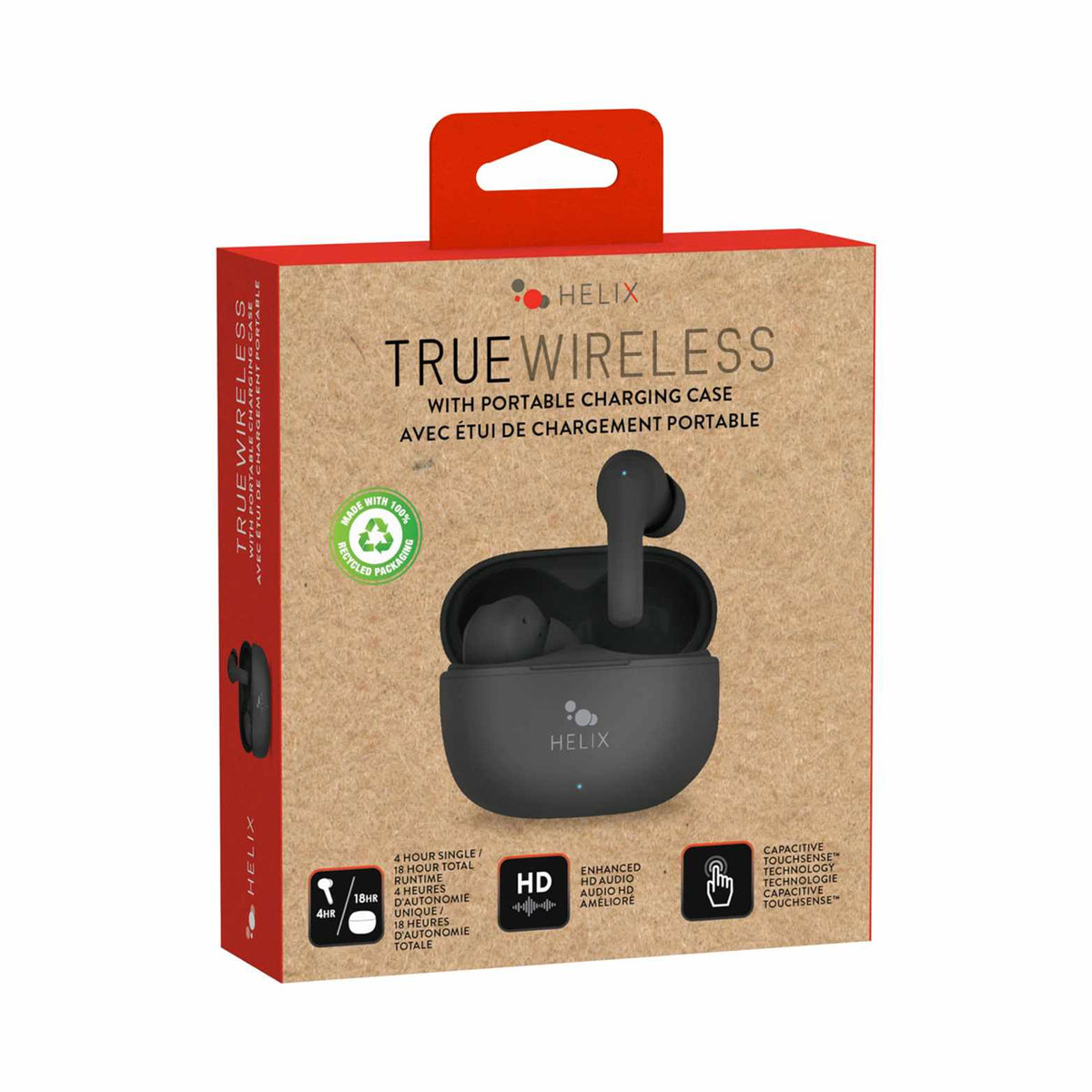 Helix/Retrak True Wireless Earbuds Black (Made with Recycled Packaging)
