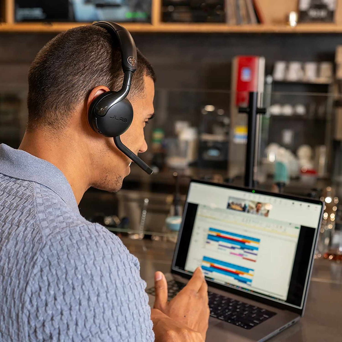 JLab Go Work Gen3 sans fil ou filaire Over the Ear — Casque — noir
