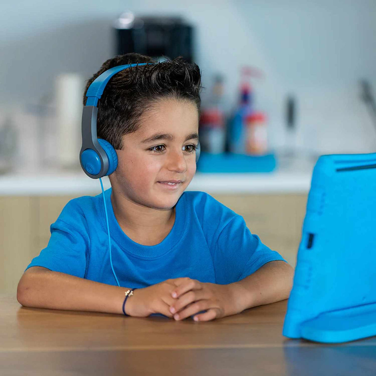 JLab JBuddies — Casque pliable filaire Gen2 — bleu/gris