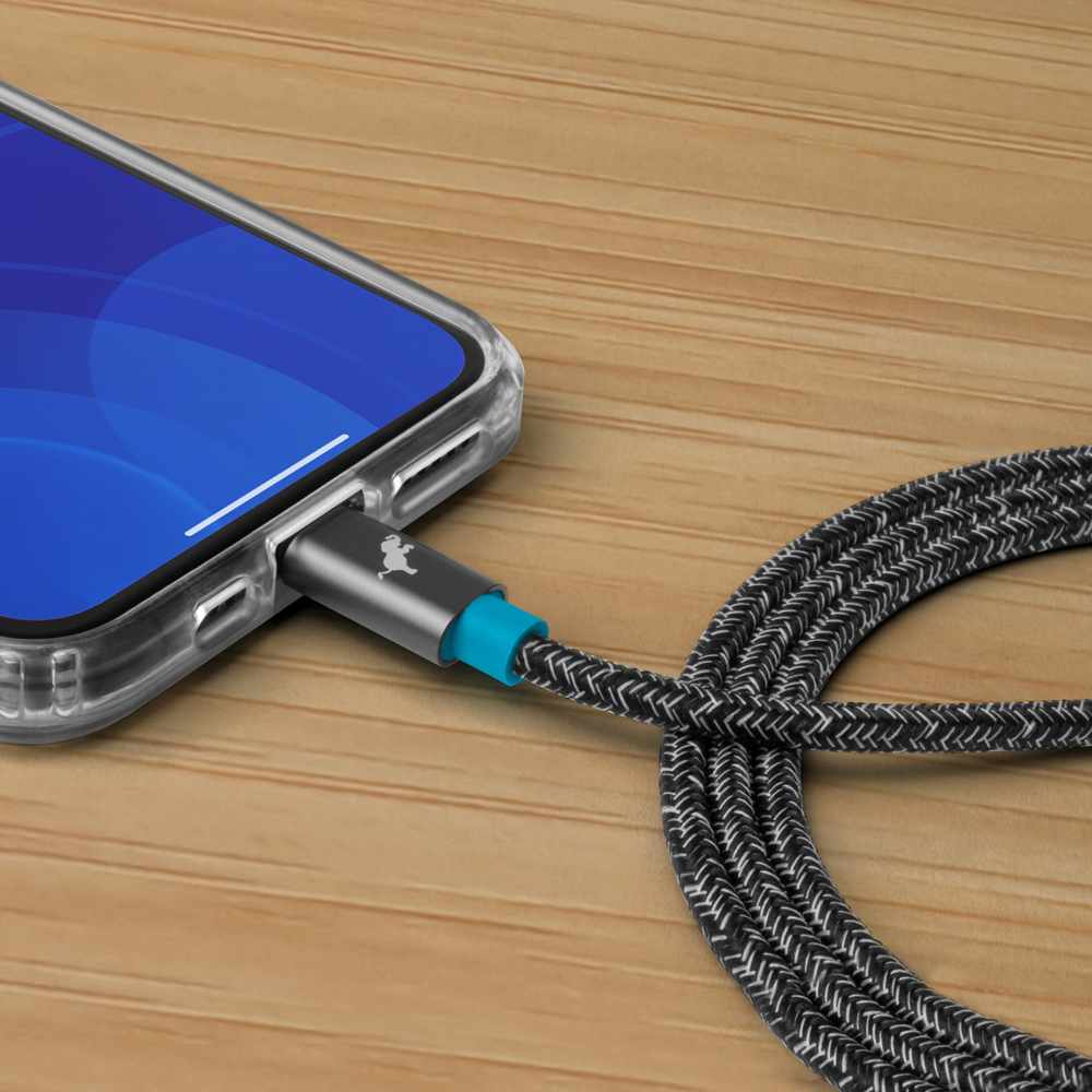 NBUSBCLTG2MSGRY PowerKnit — Câble USB-C vers Lightning 6 pi 60W PD Recharge rapide Space gris