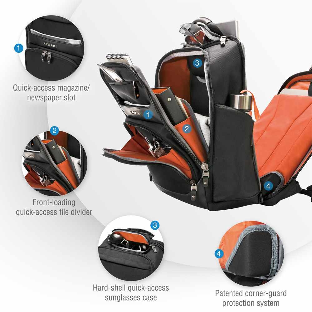 Everki Onyx Premium — Sac à dos pour ordinateur portable adapté aux voyages 15.6 po — noir