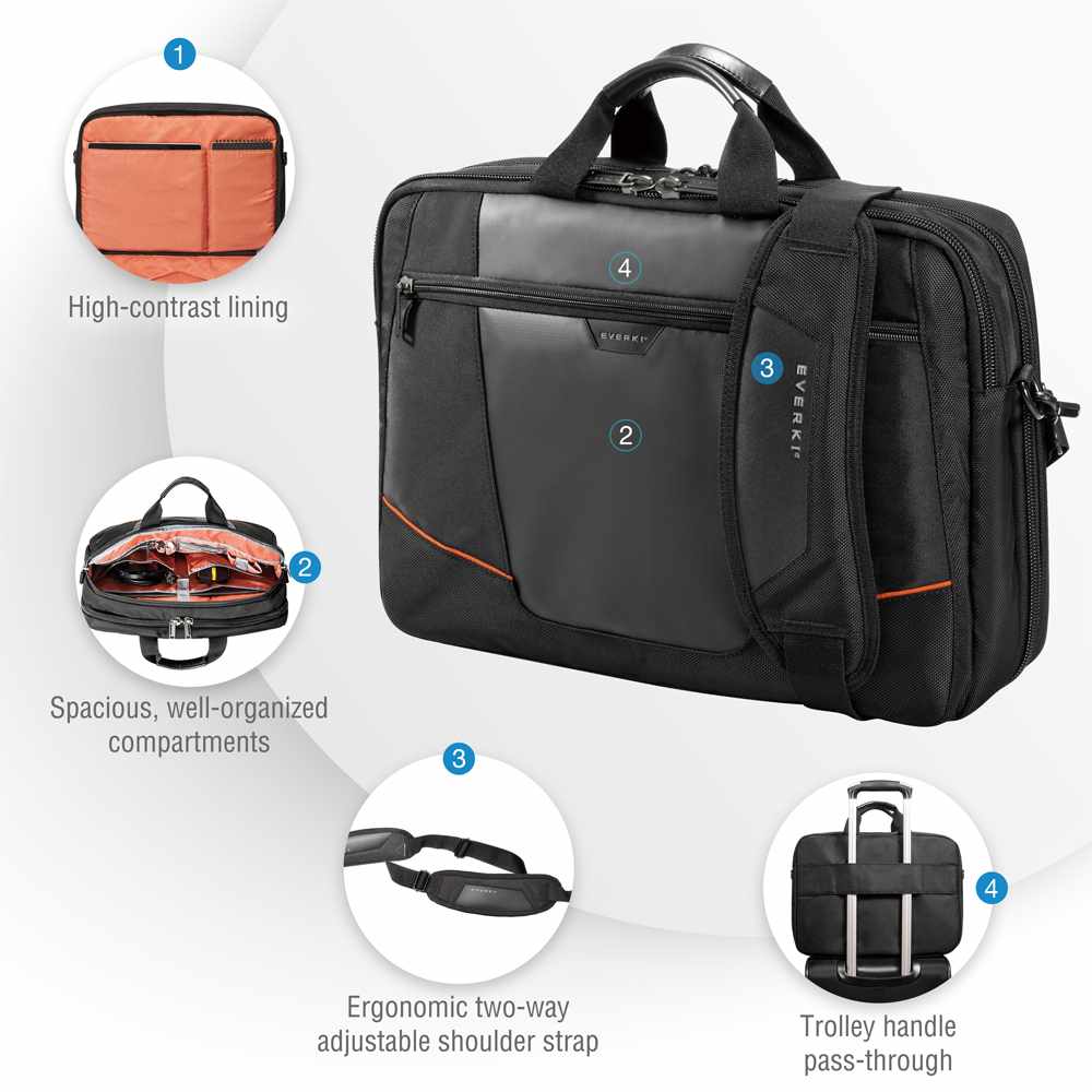 Everki Flight ordinateur portable Bag-TSA Friendly Porte-documents vers 16 po — noir