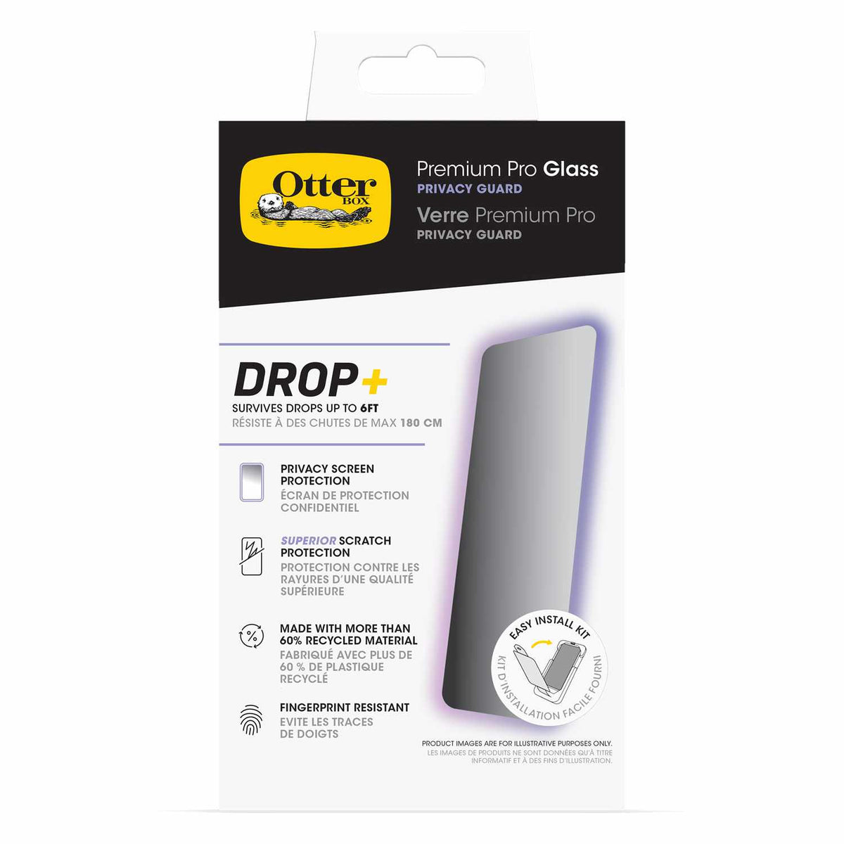 OtterBox Premium Pro — Protecteur d’écran en verre de confidentialité pour iPhone 16 Pro