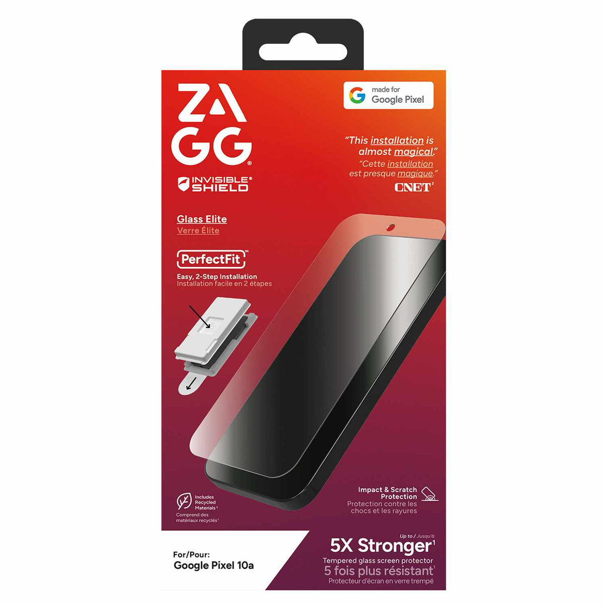 ZAGG InvisibleShield Glass Elite Biometric Screen Protector for Google Pixel 10a
