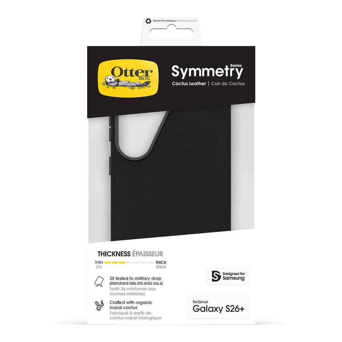 OtterBox Symmetry Cactus Leather Noir Ash pour Samsung Galaxy S26+
