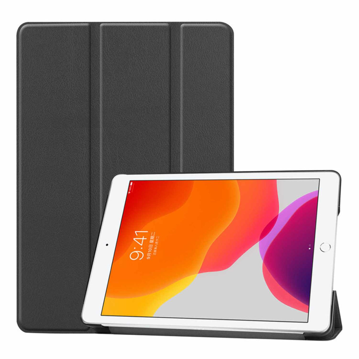 Emballage en vrac — Étui folio pour iPad 10.2 2021 9e génération/10.2 2020 8e génération/iPad 10.2 2019 — noir