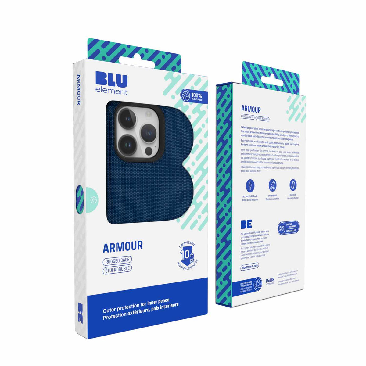 BEA2XIP15N Armour — Étui robuste pour iPhone 16e/15/14/13 — bleu marine