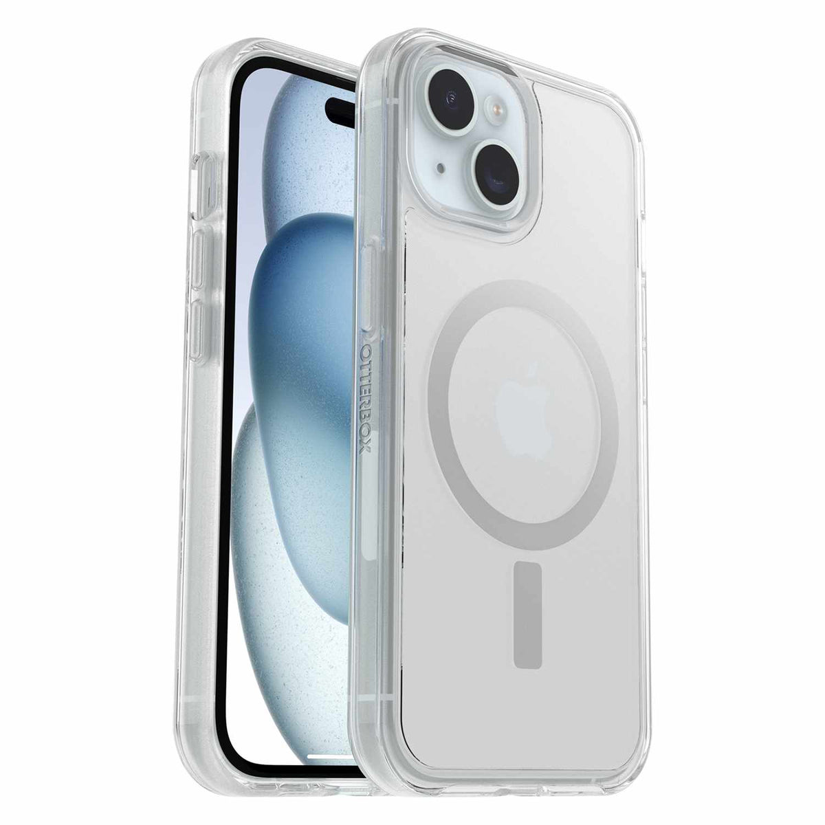 OtterBox Symmetry — Étui transparent MagSafe pour iPhone 17e/16e/15/14/13 en emballage en vrac — transparent avec bleu Tint
