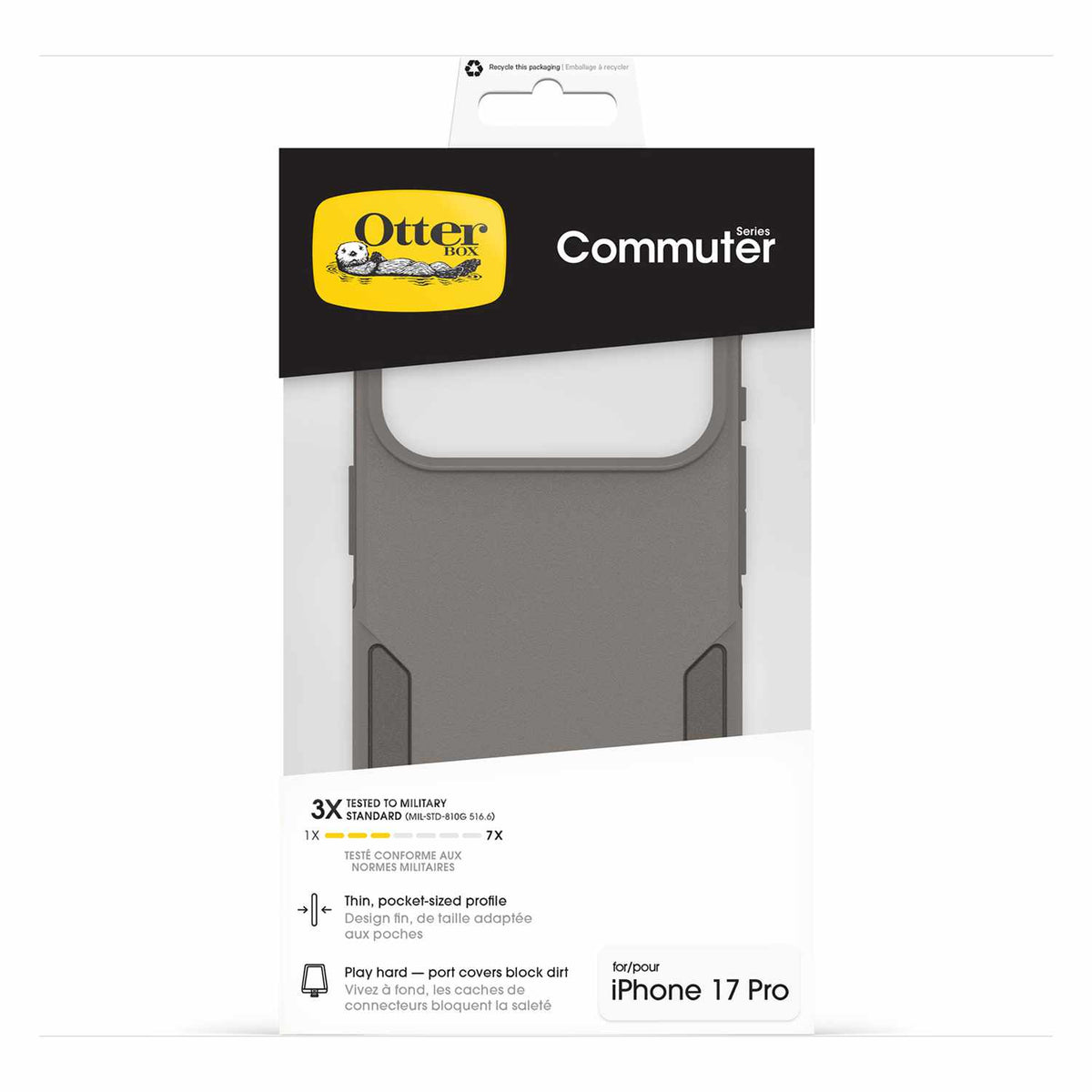 OtterBox Commuter — Étui MagSafe avec commande de caméra pour iPhone 18 Pro/17 Pro — gris Comfort