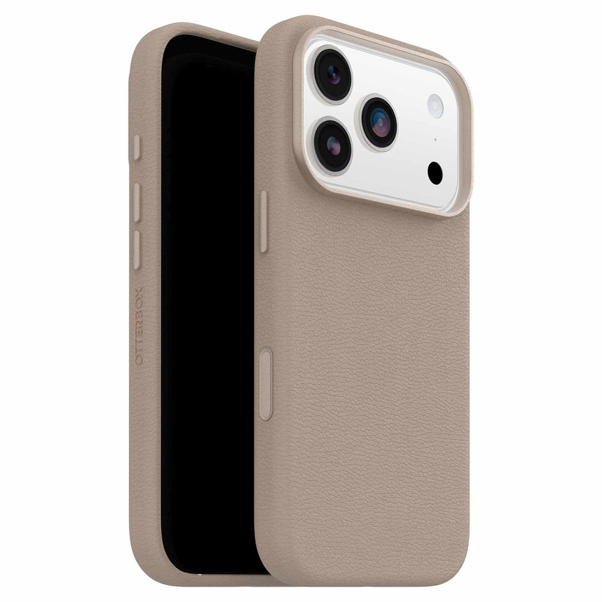 OtterBox Symmetry Cactus — Étui en cuir MagSafe avec commande de caméra pour iPhone 18 Pro/17 Pro — gris Comfort