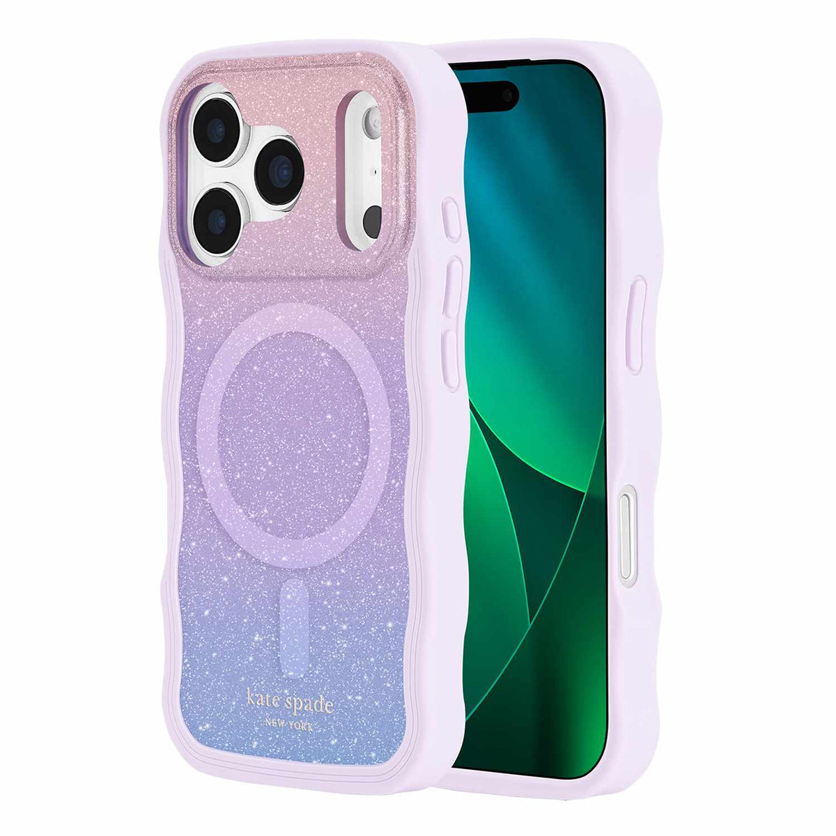 Kate Spade Wavy — Étui MagSafe pour iPhone 17 Pro — Opal Glitter