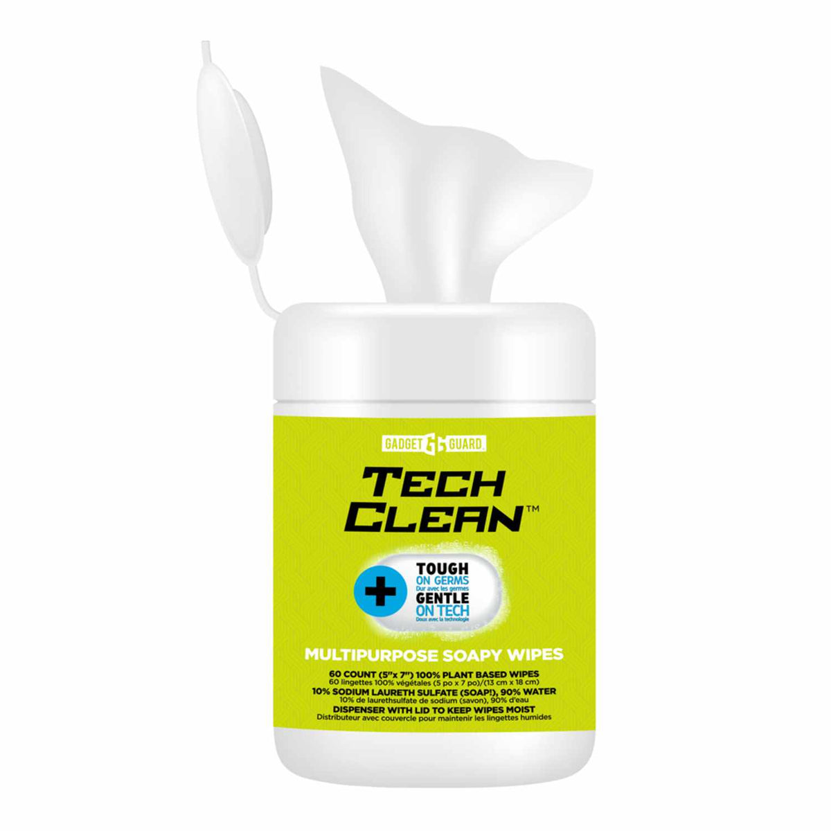 GGSCTTC221GG02A TechClean Soapy Wipes (60 Pack) Clear