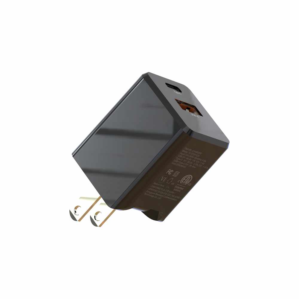 Blu Element — Chargeur mural double USB-C 20W PD et USB-A — noir