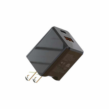 Blu Element — Chargeur mural double USB-C 20W PD et USB-A — noir