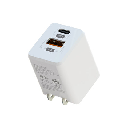 Blu Element Wall Charger Dual USB-C 20W PD and USB-A White
