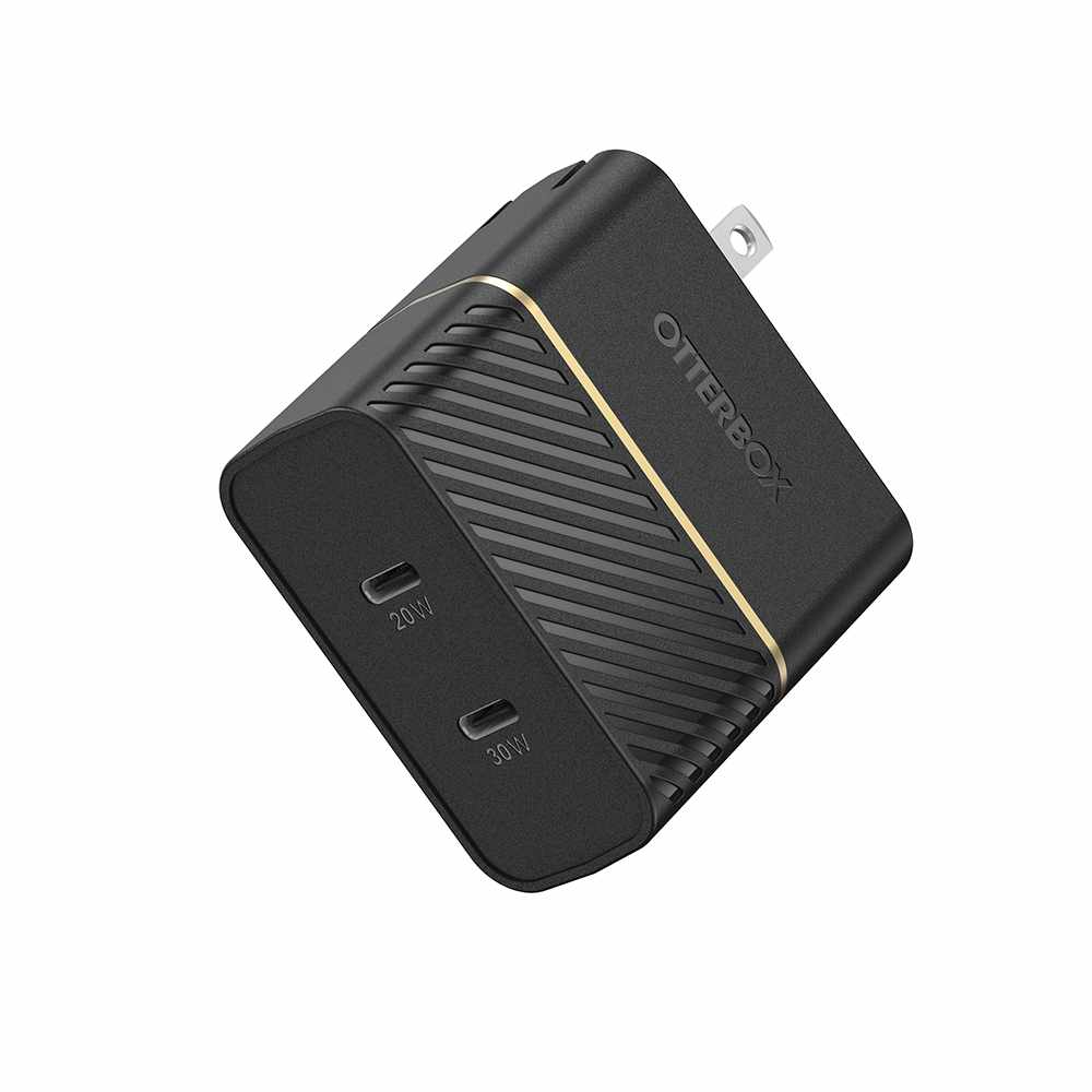 OtterBox double USB Power Delivery — Chargeur mural USB-C 30W + USB-C 20W — noir