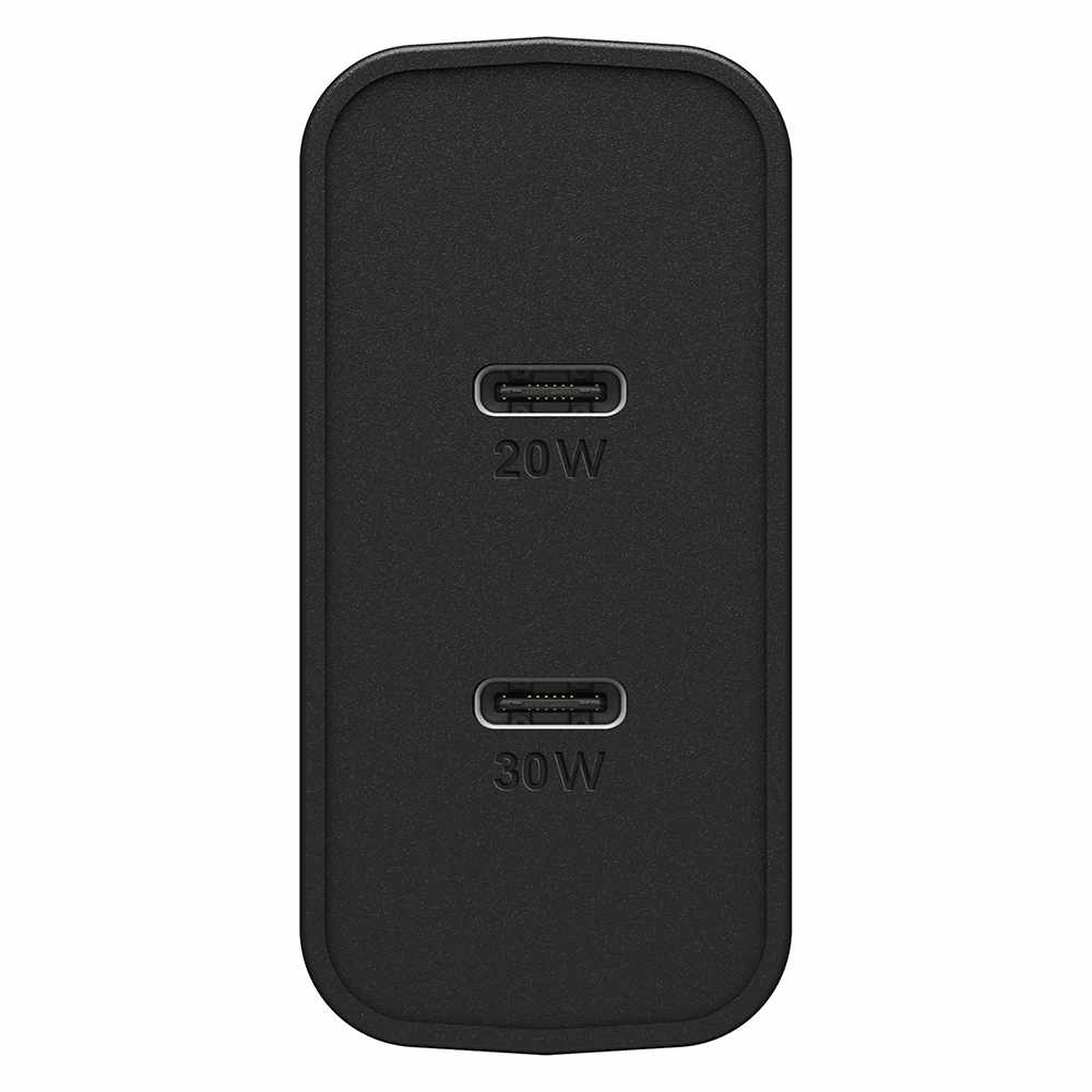 OtterBox double USB Power Delivery — Chargeur mural USB-C 30W + USB-C 20W — noir