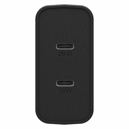 OtterBox double USB Power Delivery — Chargeur mural USB-C 30W + USB-C 20W — noir