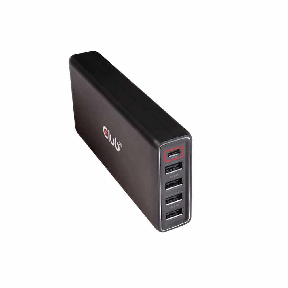 CAC1903US USB et USB-C Power — Chargeur/5 ports jusqu’à 111W USB-C recharge Câble Inclusive — noir