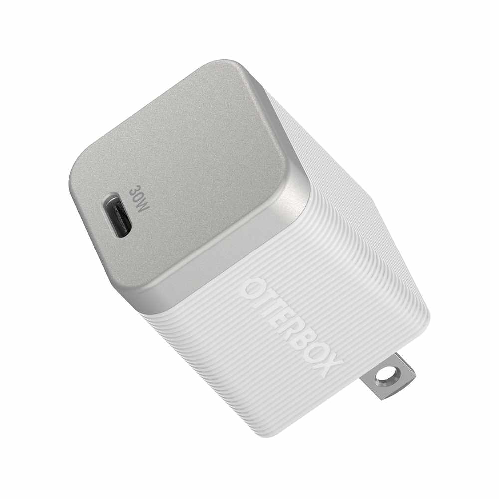 OtterBox Premium Pro Wall Charger 30W GaN PD/PPS USB-C White w/ Foldable Prongs
