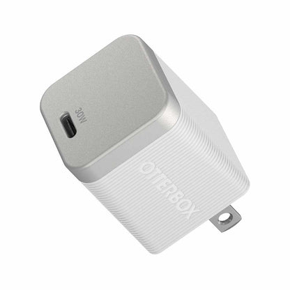 OtterBox Premium Pro Wall Charger 30W GaN PD/PPS USB-C White w/ Foldable Prongs
