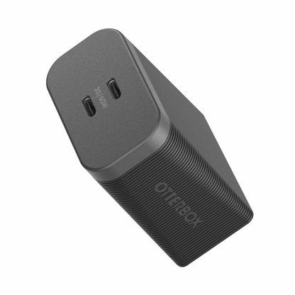 OtterBox Premium Pro — Chargeur mural 60W GaN PD/PPS 2-port USB-C noir avec pliable Prongs