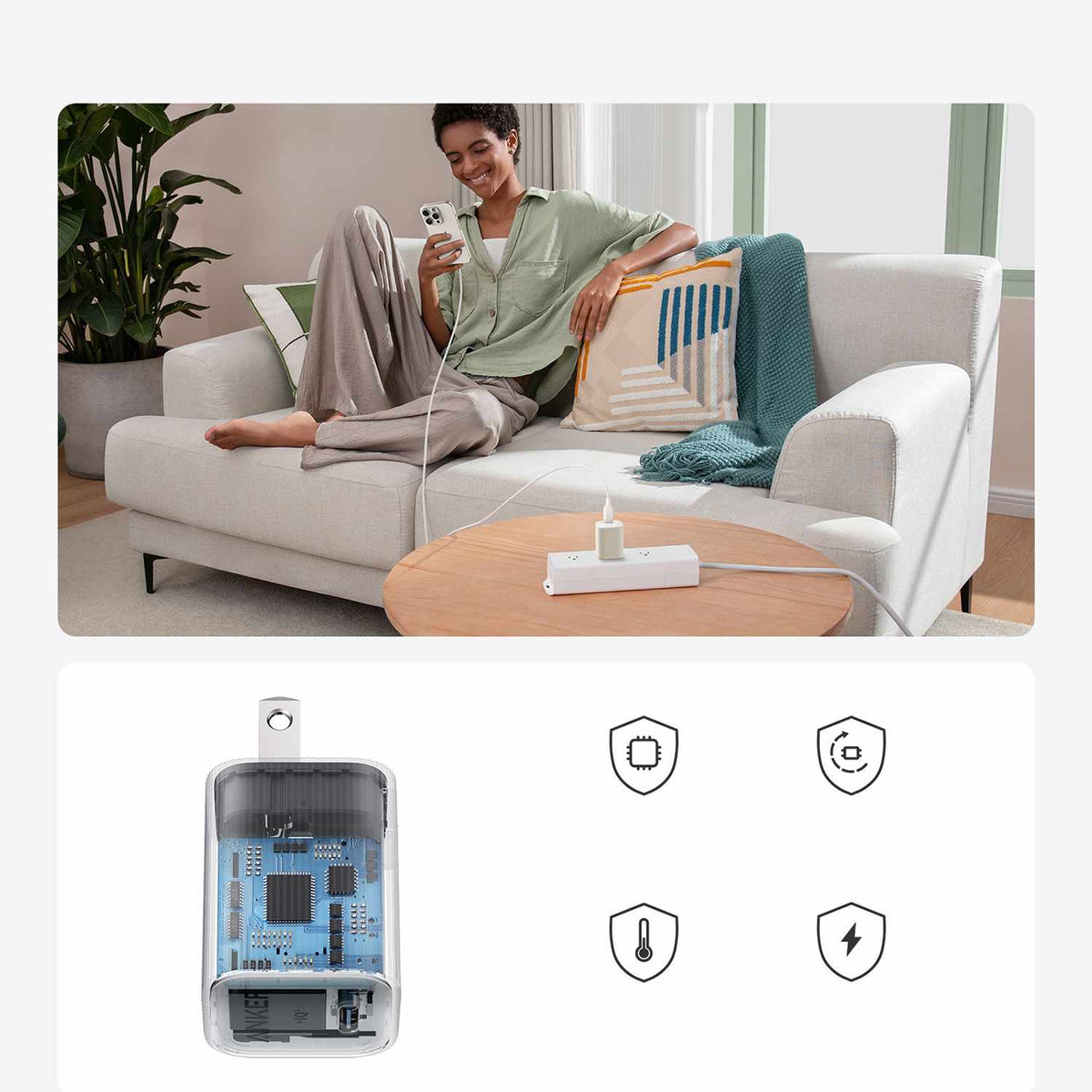 Anker Nano — Chargeur mural 30W USB-C — blanc