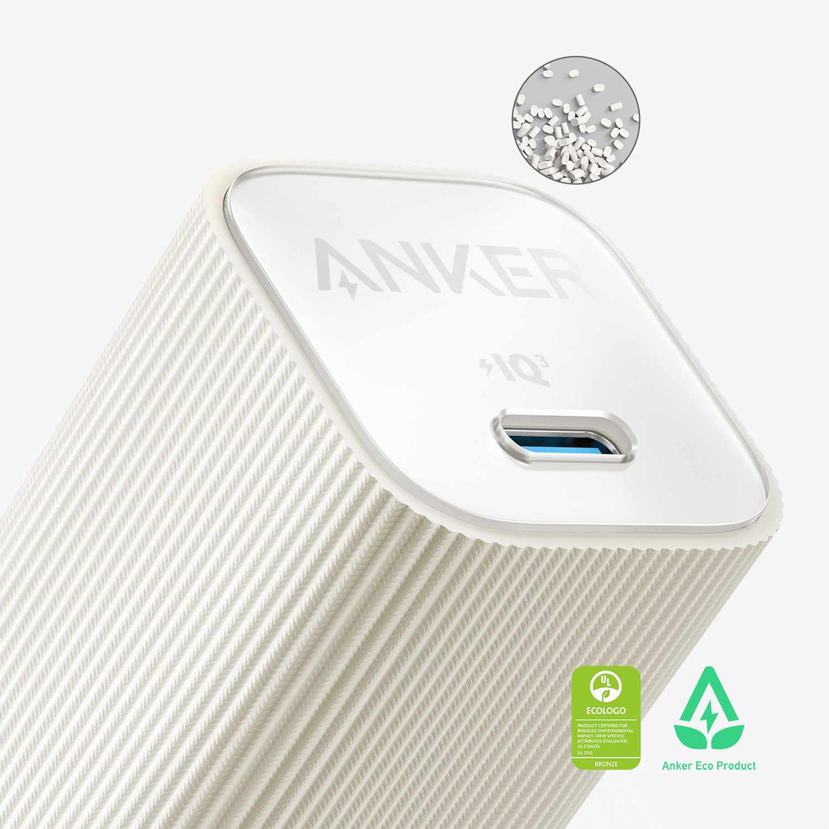 Anker Nano Wall Charger 30W USB-C White with USB-C Braided 3ft Cable