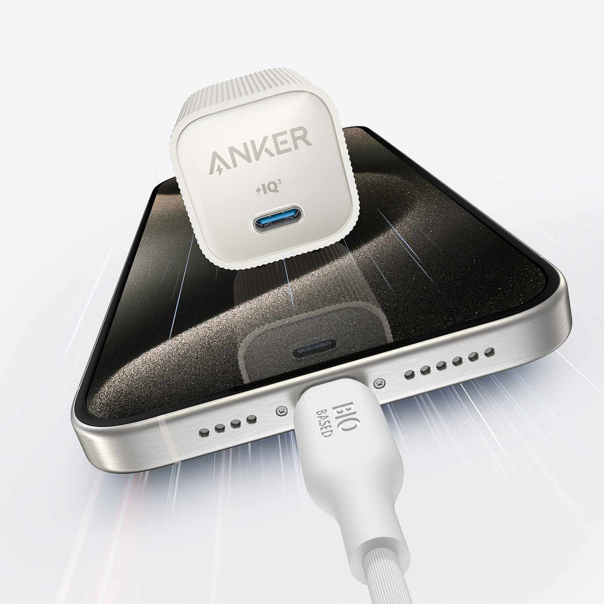 Anker Nano Wall Charger 30W USB-C White with USB-C Braided 3ft Cable