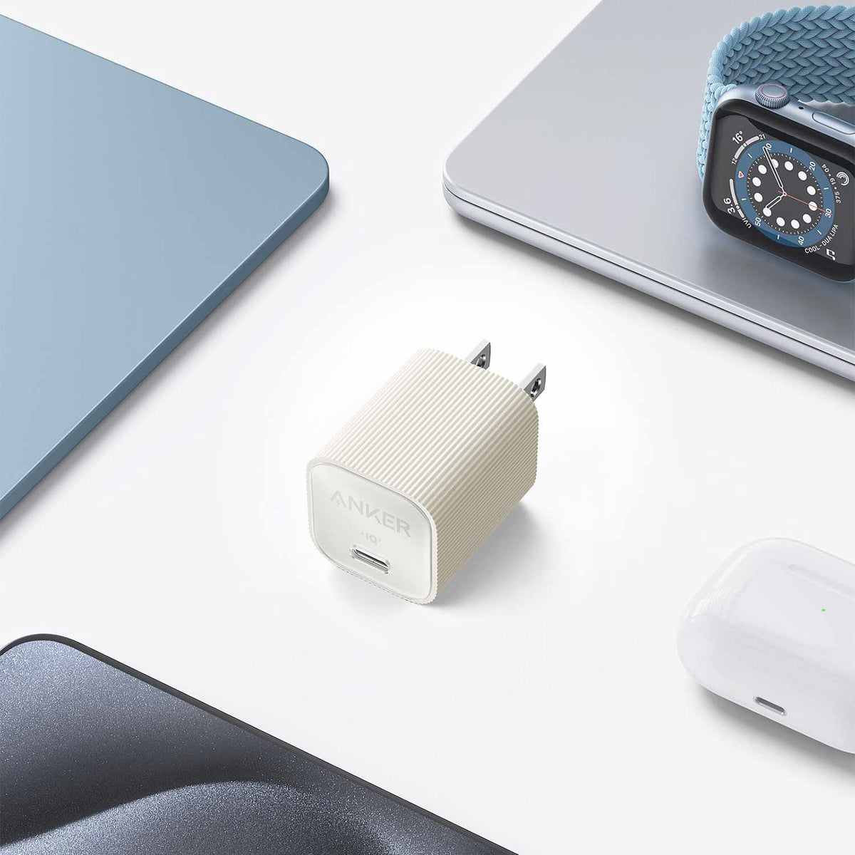 Anker Nano Wall Charger 30W USB-C White with USB-C Braided 3ft Cable