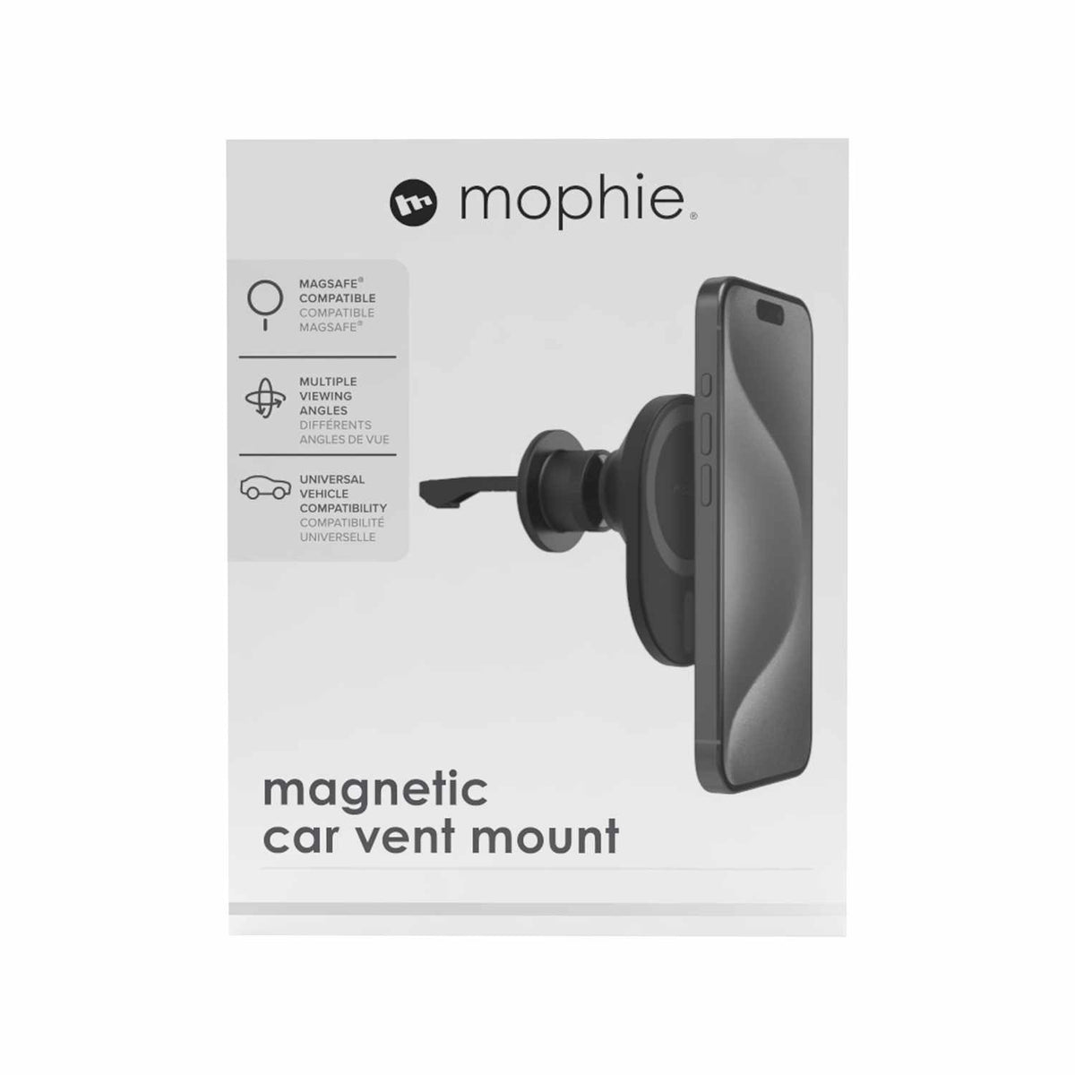 mophie — Support pour grille d’aération magnétique pour Qi-enabled Devices — noir
