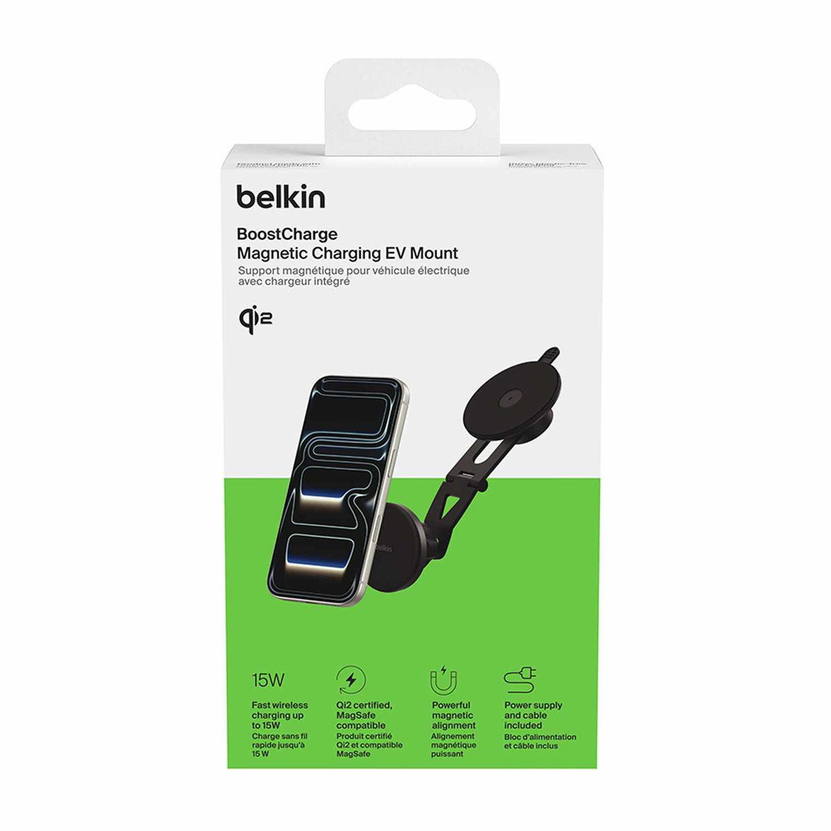 Belkin BoostCharge Qi2 Magnetic Wireless Charging EV Mount Black