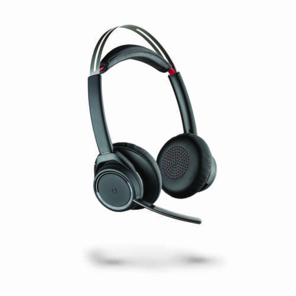 Poly Voyager Focus UC Bluetooth Headphones with Mic and Charger Stand USB-A Connector Black