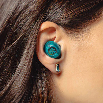 JLab Go Pop True Wireless Earbuds with Active Noise Cancellation Transparent Teal