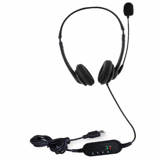 Emballage en vrac — Casque supra-auriculaire avec microphone/USB connecteur et commande intégrée pour centre d’appels — noir