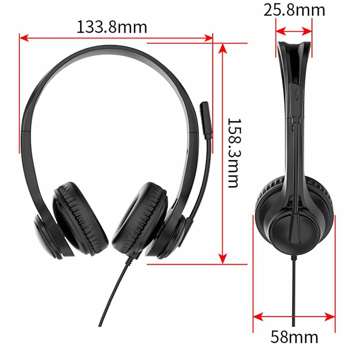 Emballage en vrac Stereo Boom — Casque filaire avec Mic et USB-C connecteur noir en en vrac
