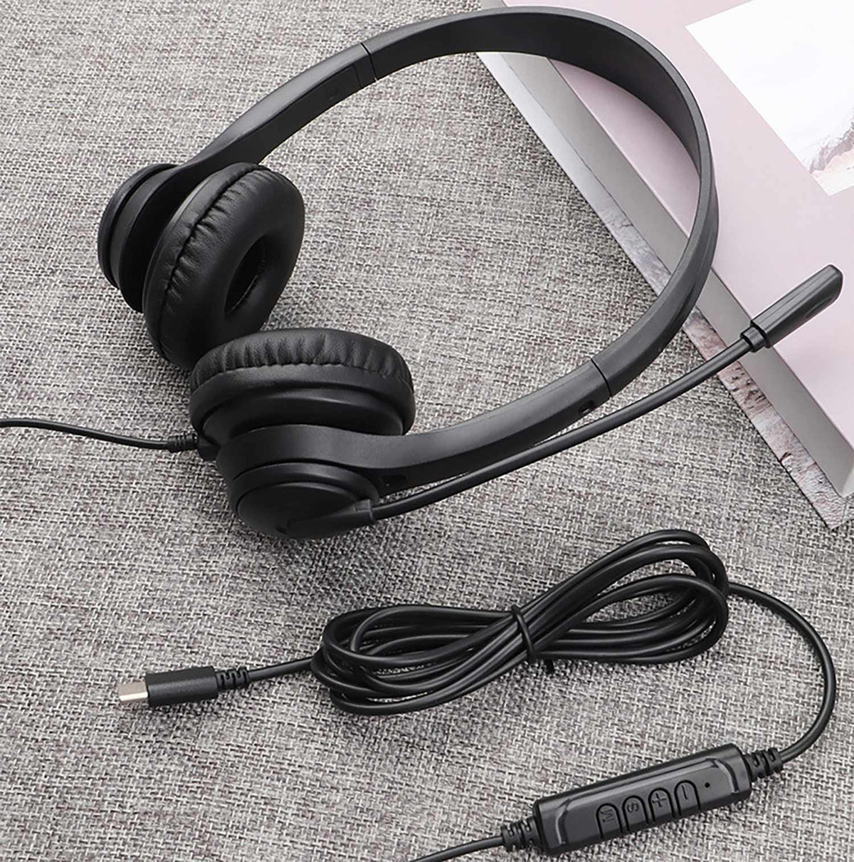 Emballage en vrac Stereo Boom — Casque filaire avec Mic et USB-C connecteur noir en en vrac