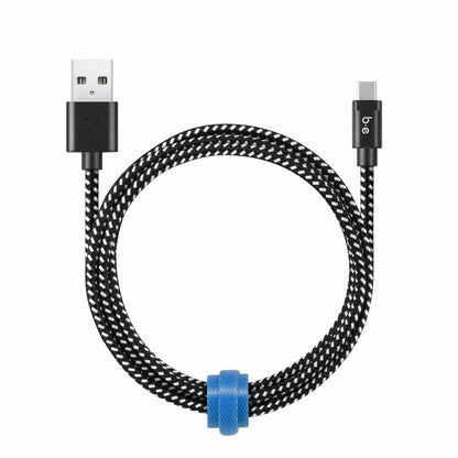 Blu Element Braided Charge/Sync USB-C to USB-A Cable 4ft Zebra