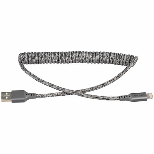 Ventev USB-A to Lightning Coiled Cable 1ft Grey