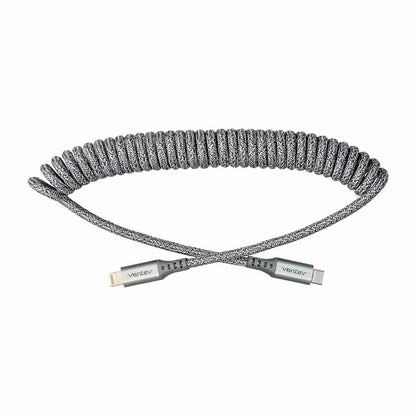 Ventev — Câble de recharge et de synchronisation Helix spiralé USB-C vers Lightning 3 pi gris