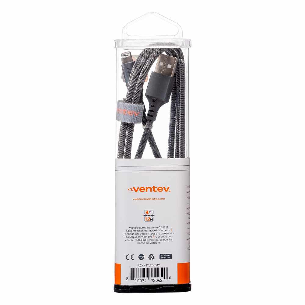 AC4STL256512 ChargeSync Alloy Lightning Cable 4ft Steel