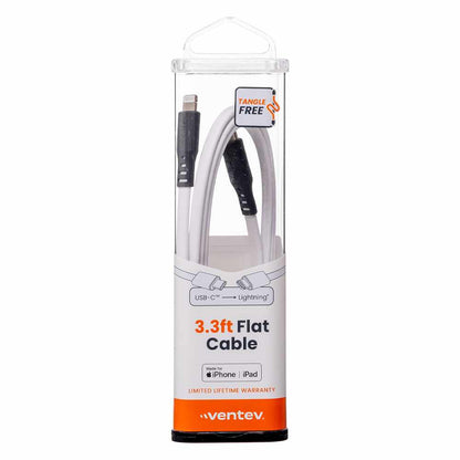 Ventev ChargeSync Flat — Câble USB-C vers Lightning 3 pi blanc