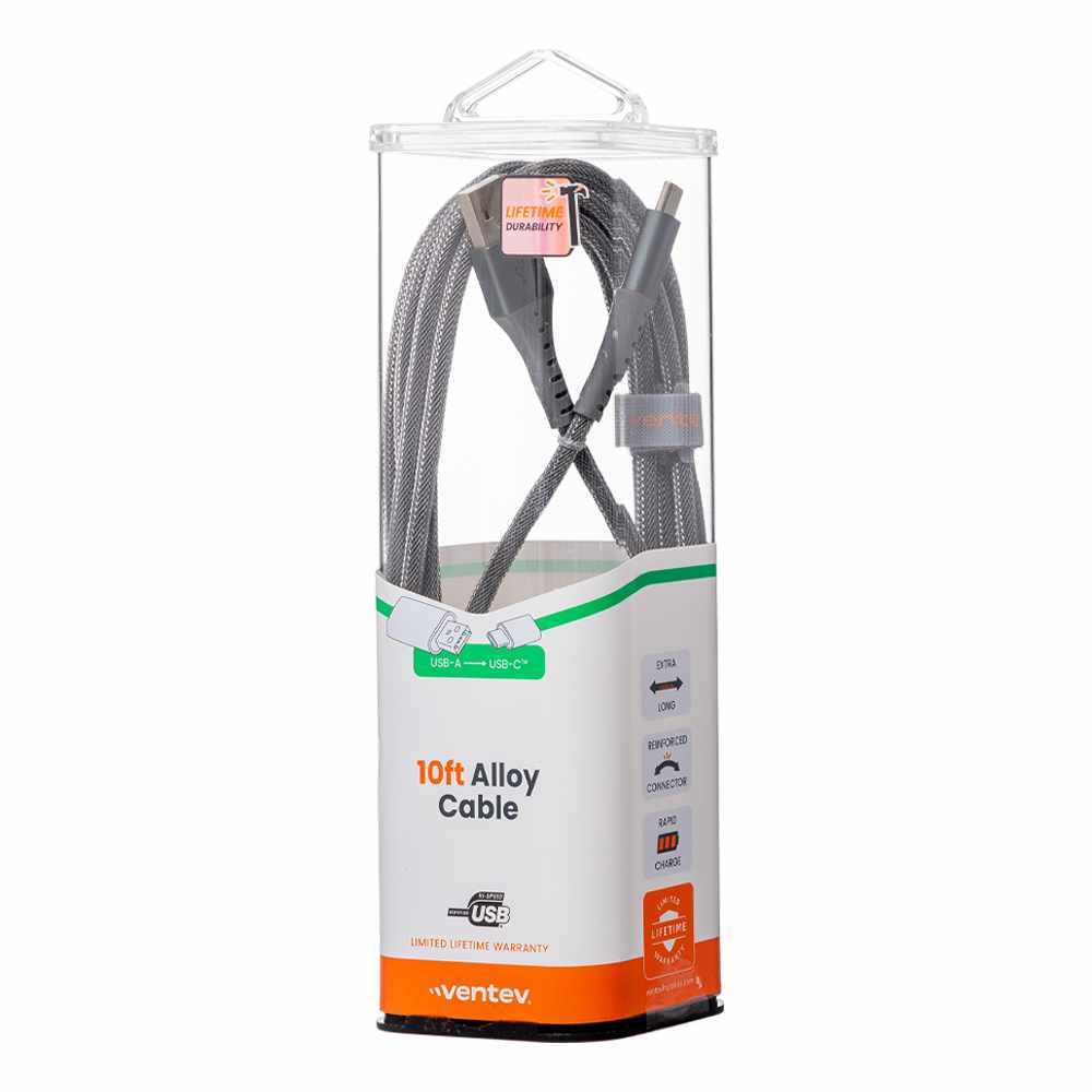 Ventev ChargeSync Alloy — Câble USB-C 10 pi Steel