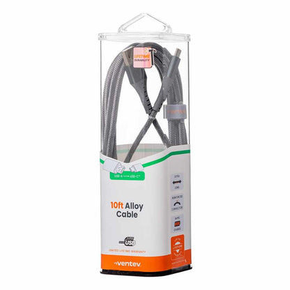 Ventev ChargeSync Alloy — Câble USB-C 10 pi Steel