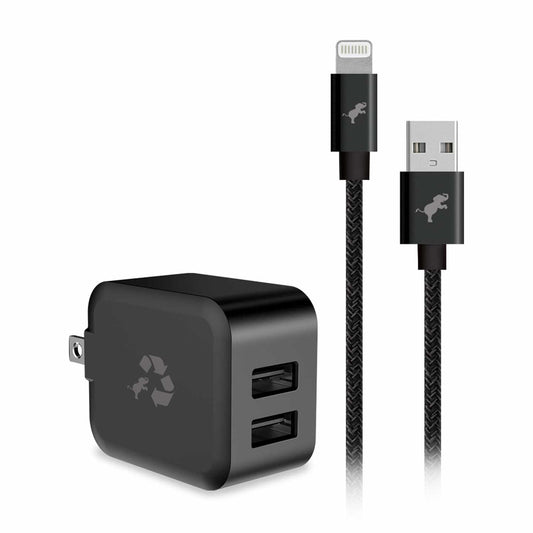 Nimble Wally Duo Wall Charger 12W 2-Ports USB-A with USB-A to Lightning cable Black