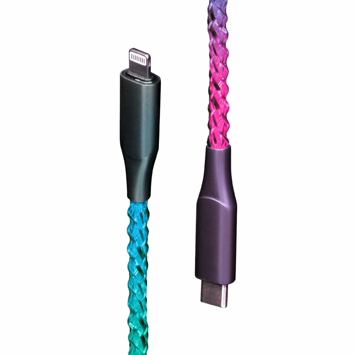 Helix/Retrak Lucid Charge LED Lightning to USB-C Cable Multi-Color
