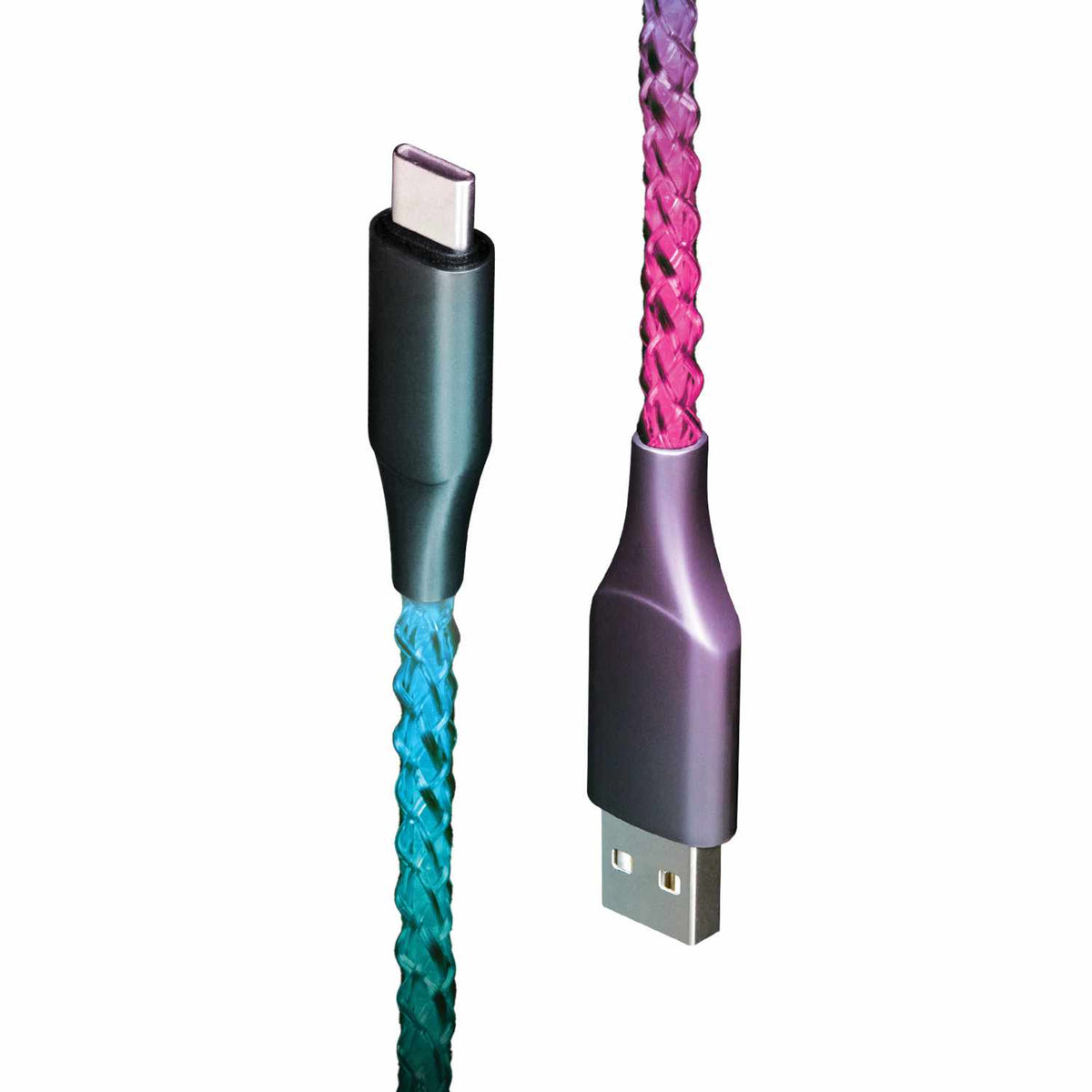 Helix/Retrak Lucid Charge LED USB-A to USB-C Cable 3.2ft Multi-Color