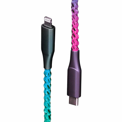 Helix/Retrak Lucid Charge LED 6' — Câble USB-C vers Lightning Translucent