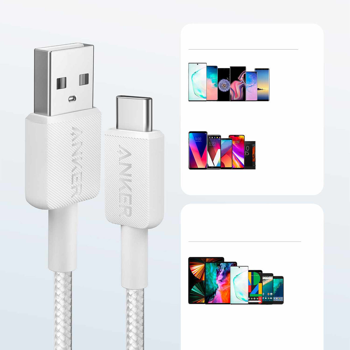 Anker USB-A to USB-C Braided Cable 3ft White